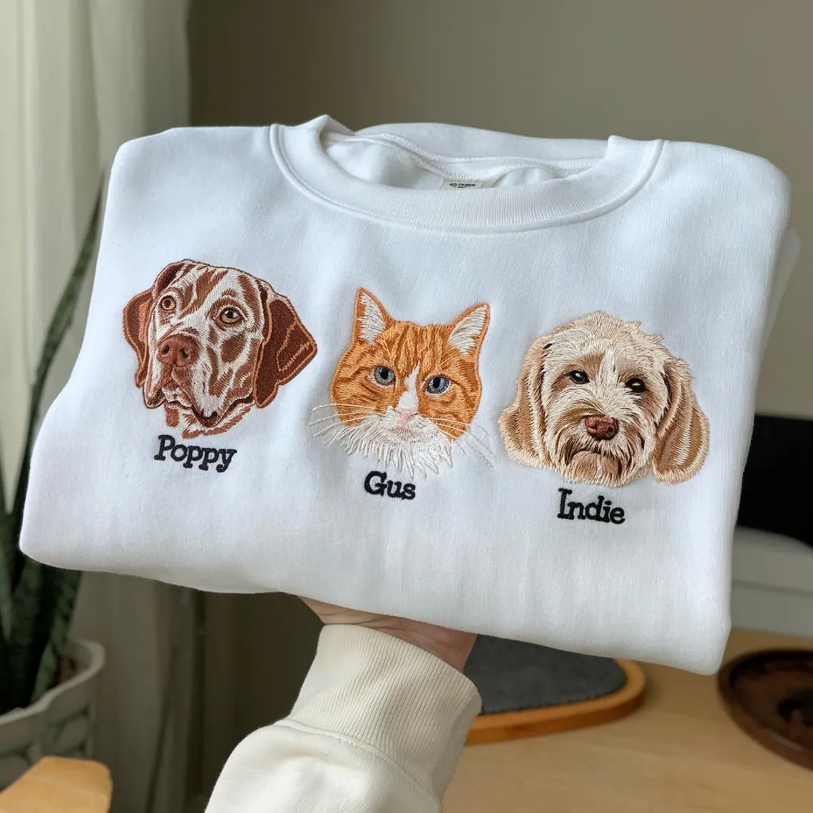 🐶🐱Custom Embroidered Pet Sweatshirt, Hoodie with Photo Portrait - Personalized Pet Gifts - Image 16