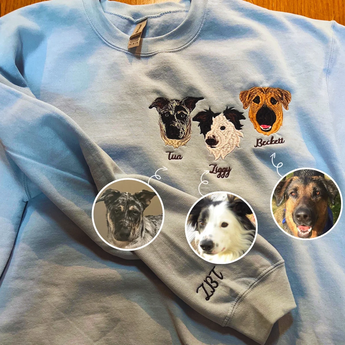 🐶🐱Custom Embroidered Pet Sweatshirt, Hoodie with Photo Portrait - Personalized Pet Gifts - Image 3
