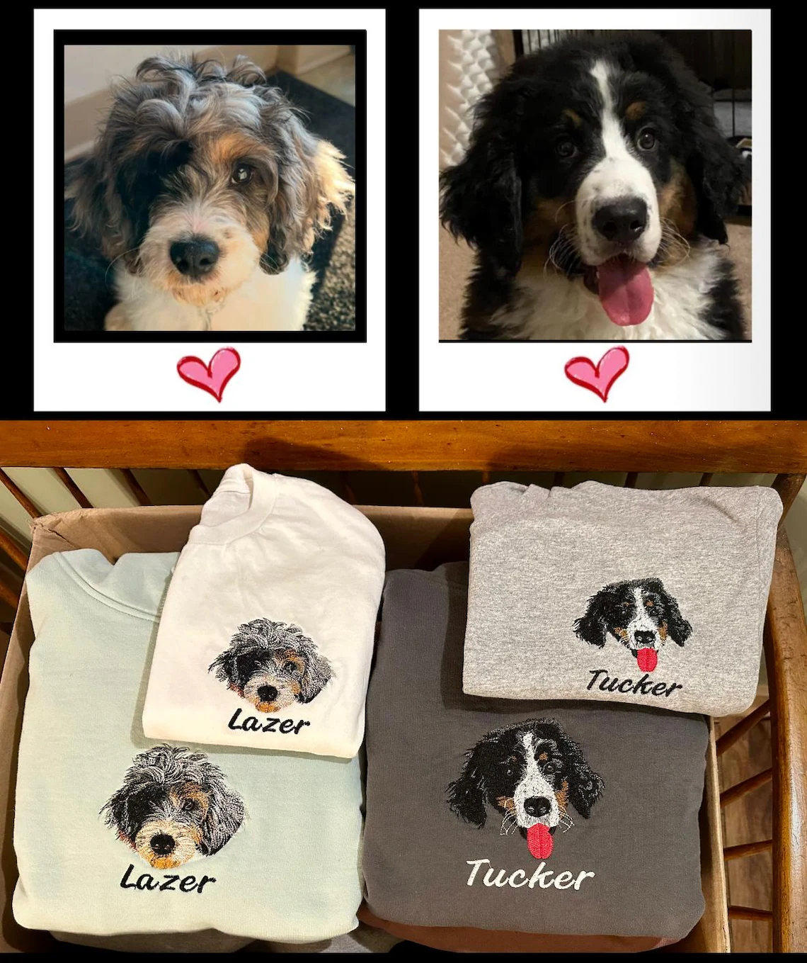 🐶🐱Custom Embroidered Pet Sweatshirt, Hoodie with Photo Portrait - Personalized Pet Gifts - Image 2