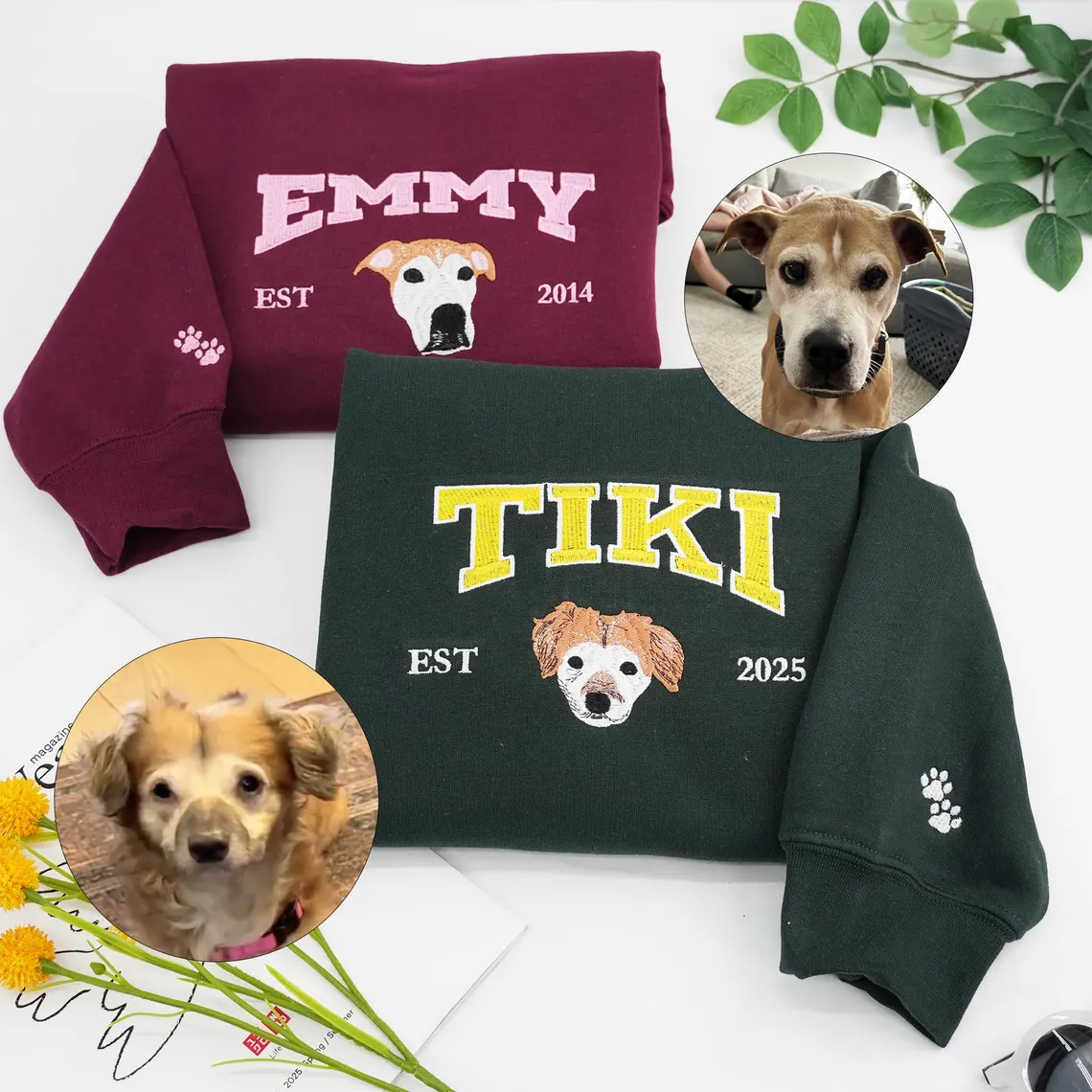 Custom Pet Face Embroidered Sweatshirt From Photo- Gift For Pet Lovers - Image 11