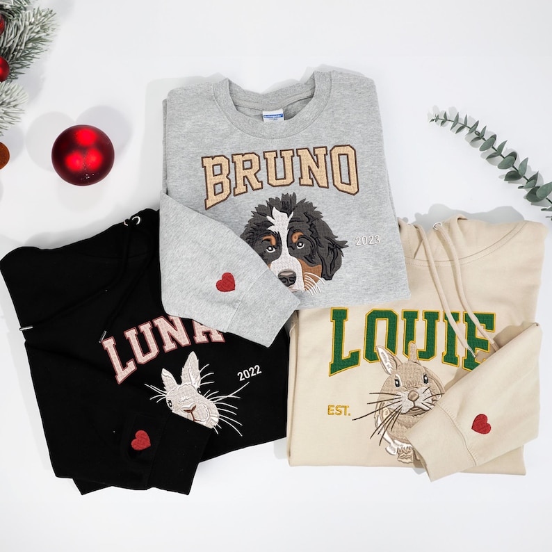 Custom Pet Face Embroidered Sweatshirt From Photo- Gift For Pet Lovers - Image 6