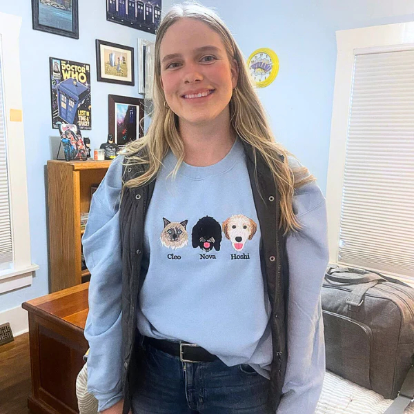 🐶🐱Custom Embroidered Pet Sweatshirt, Hoodie with Photo Portrait - Personalized Pet Gifts - Image 10