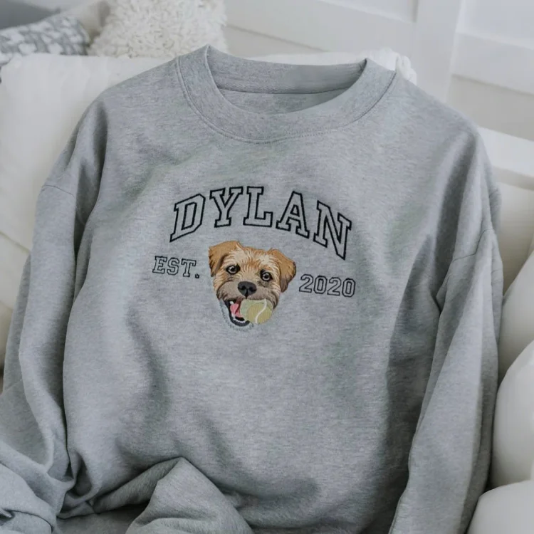 Embroidered Pet Portrait Organic College Sweatshirt