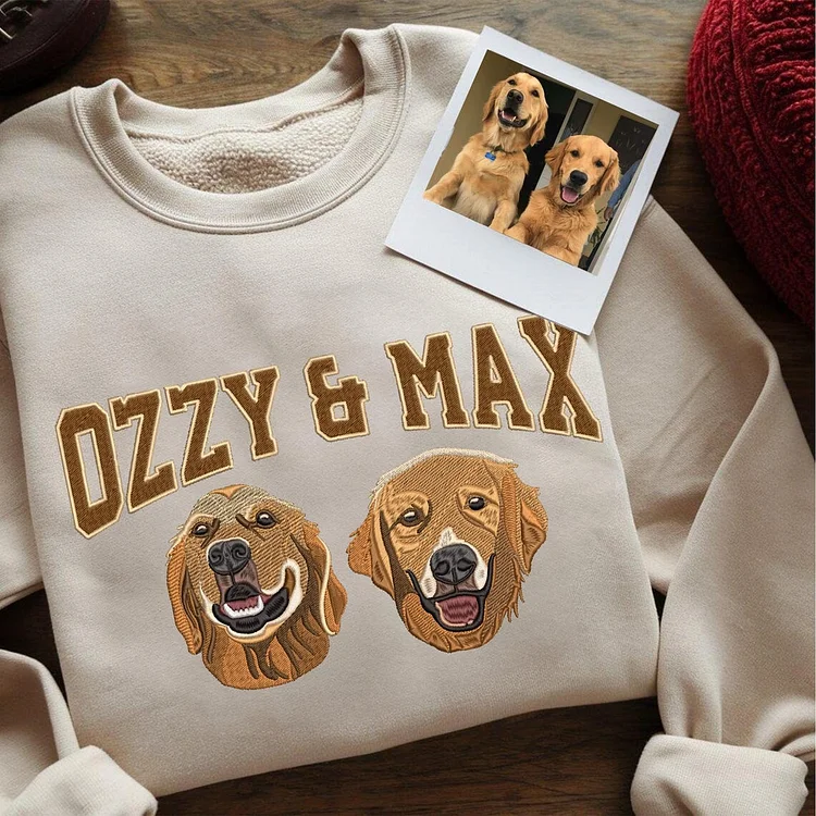 Custom Dog Face Embroidered Sweatshirt From Photo- Gift For Pet Owners