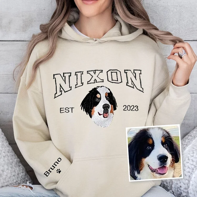 Custom Embroidered Pet Sweatshirts with Pet Photo and Name - Gifts For Pet Owners