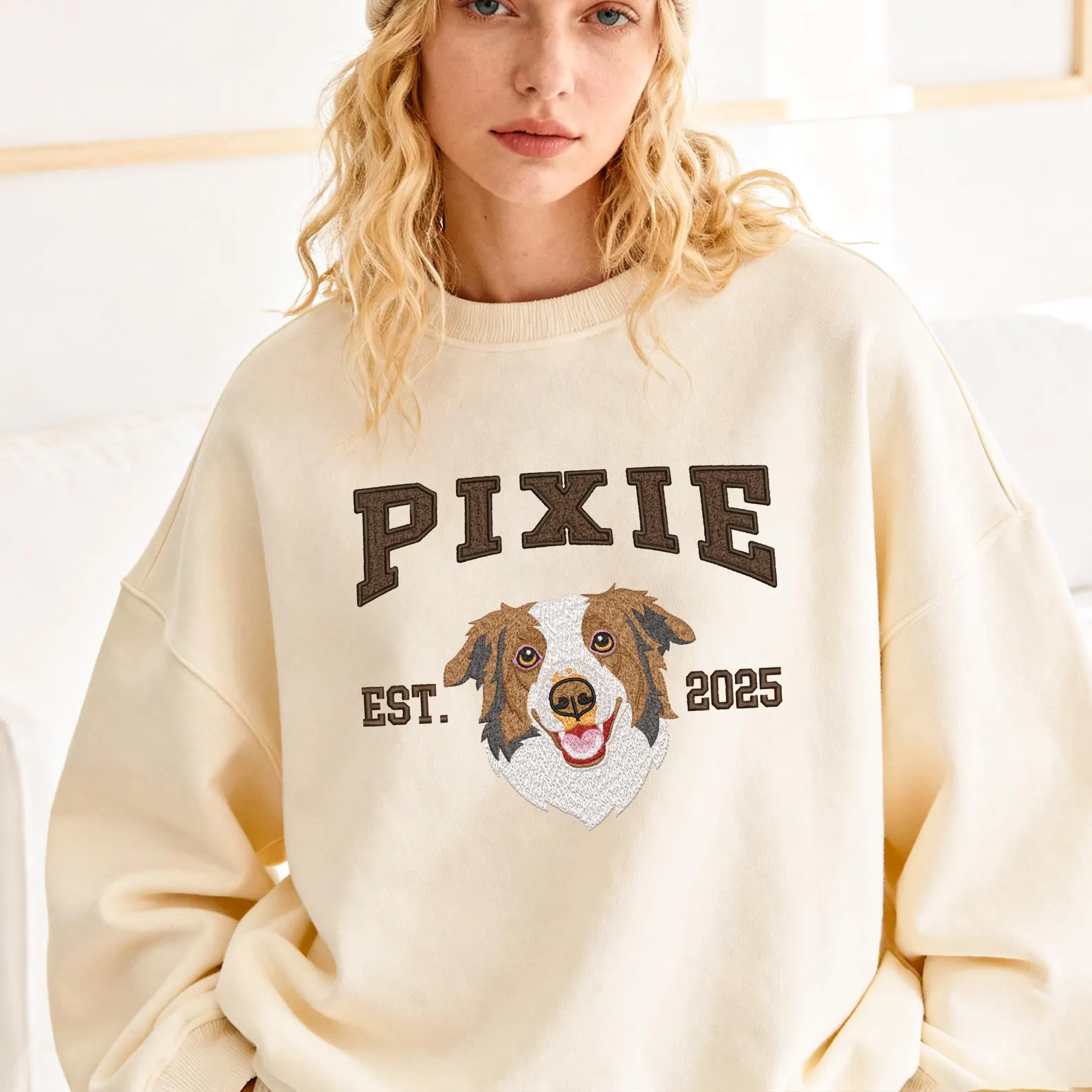 🐾 Custom Pet Portrait Embroidered Sweatshirt/T-Shirt – Personalized Gift for Pet Lovers or Memorial Tribute